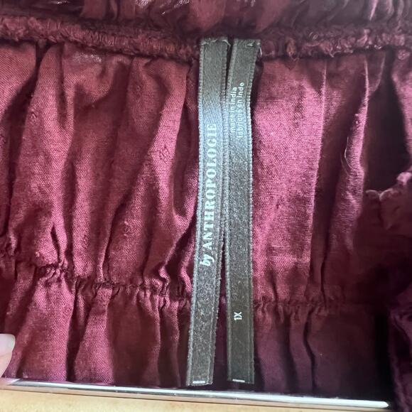 By Anthropologie V-Neck Ruffle Layered Sleeve Henley Loose Fit Top Women's Large - Picture 6 of 9